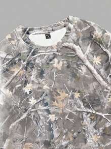 Manfinity EMRG Men's Loose Fit Dead Branch Camouflage Print T-Shirt, Casual And Fashionable For Everyday Wear