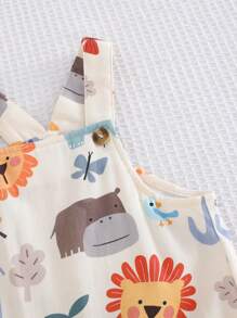 Cozy Pixies Baby Boy Floral Graphic Bib Jumpsuit And Pants Casual Versatile Set