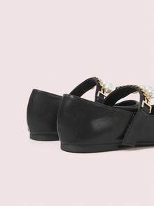 CUCCOO DOLLMOD Zapatos planos de mujer elegantes con cruce y detalles en diamante, cómodos de caucho - Negro - Ver 8