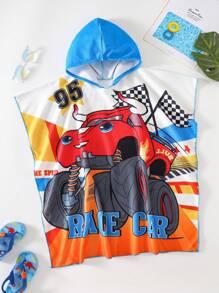 SHEIN Leap Crew 2 Packs Young Boy Leisure Sports College Artistic Style Retro Shawl Swimming Towel With Big Car Pattern Suitable For Back To School Suitable For Vacation Swimming Suitable For Daily Use Suitable For School Suitable For Travel Suitable For Sports Suitable For Spring And Summer Seasons - White - View 8