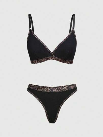 J-Fashion مجموعة ملابس داخلية نسائية بطباعة نمر، بحواف متماوجة ودون أسلاك للنساء بطراز قالب سبايبويا عام 2000