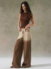 LYSMO Camiseta de mujer plisada elástica estilo bohemio, nueva llegada 2025 - Marrón - Ver 6