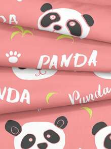 3pcs Pink Cute Panda & Bamboo Pattern Bedding Set (1pc Fitted Sheet + 2pcs Pillowcases, Without Comforter Insert), Modern Adorable Design, Soft & Skin-Friendly, Polyester, Breathable For All Seasons, Home Decor - Multicolor - View 6