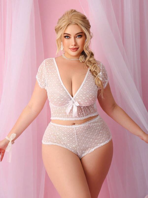 2pcs/Set Plus Size Lace Sexy Wireless Bra Set