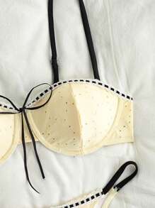 Swim Mod Women's Beach Holiday Contrast Trim Swimwear Bikini Set, Summer Vacation - Yellow - View 4