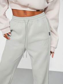 SUMWON WOMEN Stylish Split Hem Sweatpants Athletic Lounge Pants Comfortable Workout Jogger Bottoms Winter Leisure Sports Athleisure Bottoms - Light Grey - View 3