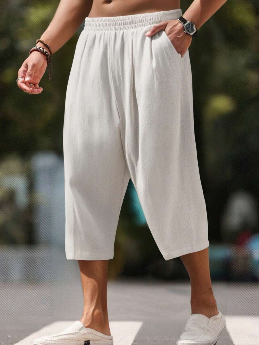 Manfinity VCAY Men's Woven Long Straight Casual Pants, Suitable For Daily Wear