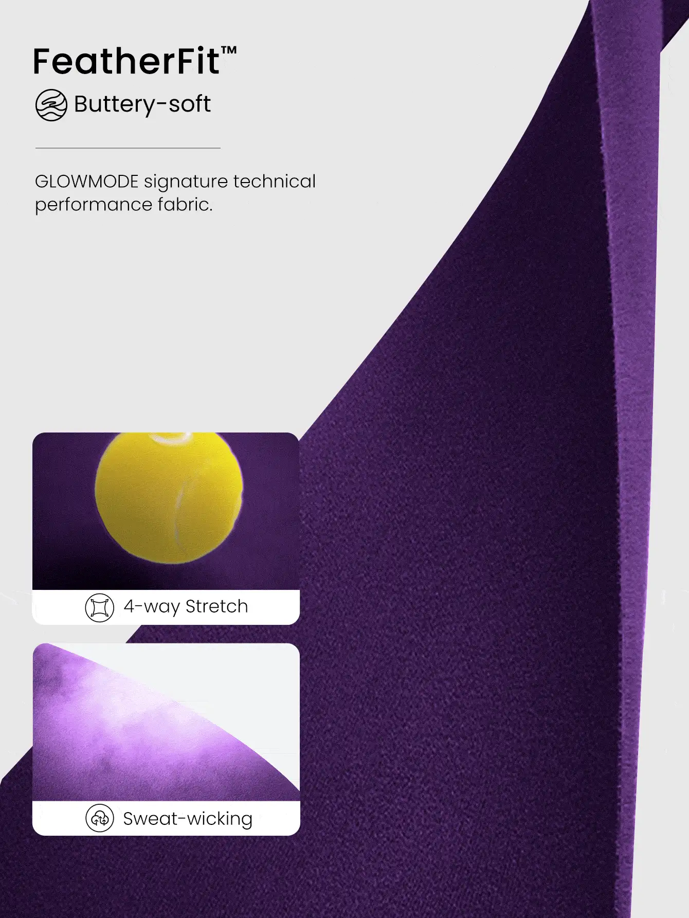 GLOWMODE 24" FeatherFit™- Crossover Mesh Leggings Spring Summer - Violet Purple - View 6