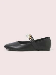 CUCCOO DOLLMOD Zapatos planos de mujer elegantes con cruce y detalles en diamante, cómodos de caucho - Negro - Ver 6