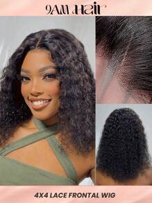Transparent Lace Kinky Curly 4X4 Lace Closure Wigs 180% Density 16-20 Inch 1B Natural Black Color Pre Plucked Natural hairline Top Quality Human Hair Wigs For Women - SNatural - View 2