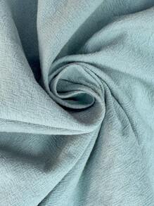 SHEIN LUNE 女款 Back To Origin 棉质半襟落肩短袖衬衫 - 青碧色 - 查看 7