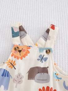 Cozy Pixies Baby Boy Floral Graphic Bib Jumpsuit And Pants Casual Versatile Set