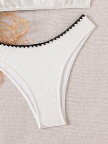 SHEIN Swim Conjunto de bikini de vacaciones de verano para mujer con detalles de flores - Blanco - Ver 4