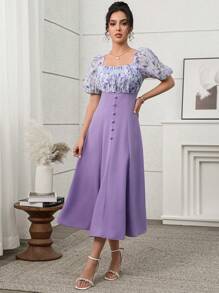 Modelyn Vestido casual, simple y de moda para uso diario de mujer - Morado - Ver 5