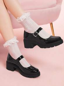 CUCCOO DOLLMOD Sugerpunk Women Adjustable Buckle Fashionable Platform & Chunky Heel Pumps Spring Summer Shoe - Black - View 5