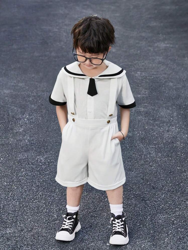 SHEIN Leap Crew 2pcs/Set Boys Casual Cute Versatile Comfortable
