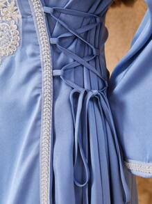 Al Najma 奢华串珠缝线，优雅侧腰系带，修身剪裁，高贵青春的女士连衣裙，卡夫坦和贾拉比亚，女士奢华晚礼服，端庄