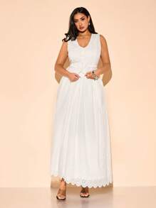 SHEIN BAE Plus Size Women Embroidered Jacquard Sleeveless Top/Vest And Long Flared Skirt Set, Elegant Sexy Outfit For Going Out, Summer,Spring Break Outfits,Easter Dress Women,Festival,Concert Outfit Women,Cropped Plus,Summer Coordinates For Women,Summer Sets,Conjuntos Elegantes