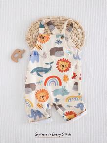 Cozy Pixies Baby Boy Floral Graphic Bib Jumpsuit And Pants Casual Versatile Set