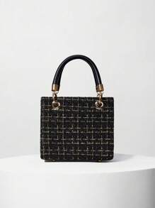 女士手提包，时尚黑色大容量斜挎包，优雅圣诞冬季礼物之选 - 黑色 - 查看 3