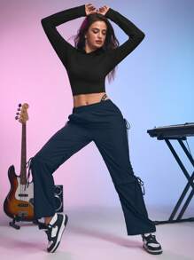 Menodora SHEIN Sport Casual Sports Sweatshirt, Minimalist & Fashionable For Everyday Wear - Black - View 7