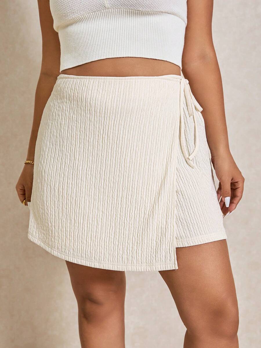 Elaquor Plus Size Shorts Solid Color Simple Fashion Casual Daily - Apricot - View 1