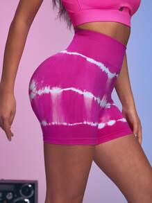 Menodora SHEIN Sport Damen High Waist Batik Workout Shorts für tägliches Fitnesstraining Biker Shorts