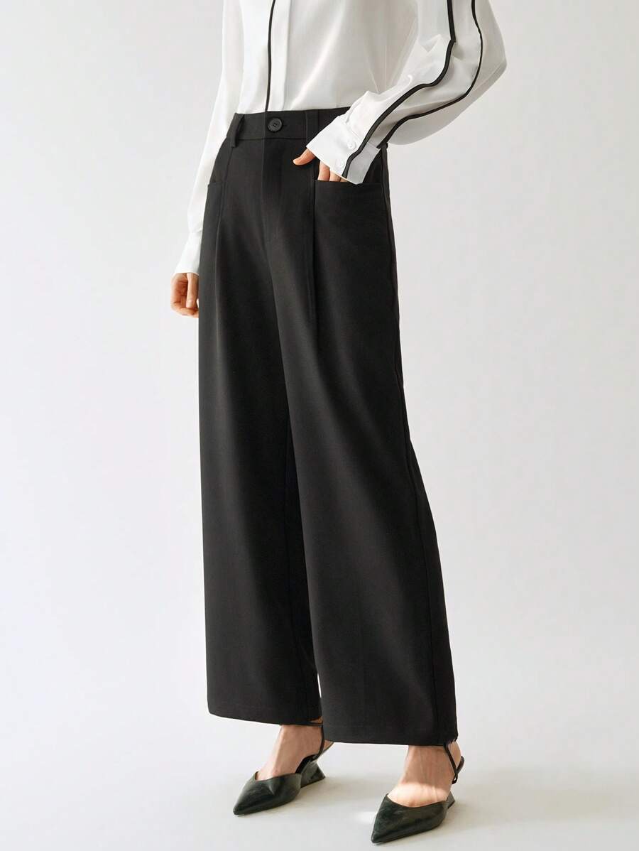 SHEIN LUNE 时尚梭织女式休闲/工作装长裤