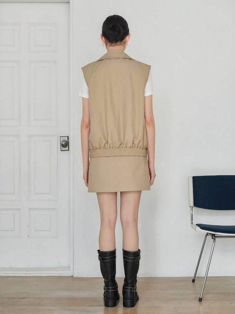 Women's Two-Piece Sleeveless Vest Top Skirt Simple Fashion Casual Daily Summer