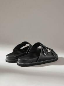 Solecia Simple Casual Solid Color Buckle Flat Comfort Sandals