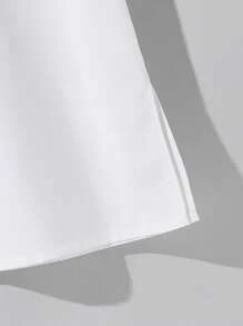 SHEIN Leap Crew Tween Boy Contrast Tape Vest & Split Hem Robe