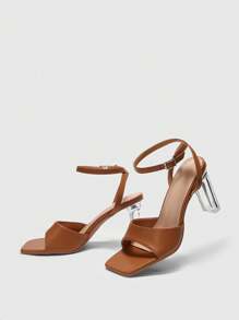 CUCCOO BIZCHIC Women's Black Striped Transparent High Heel Sandals Spring Summer Shoes Platform Sandals - Brown - View 5