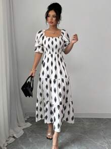 Elenzga Women's Patchwork Floral Print Short Sleeve Maxi Dress (Asymmetric Floral Print)