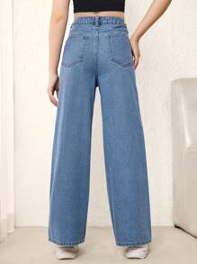 SHEIN Teen Girl Slant Pocket Straight Leg Jeans