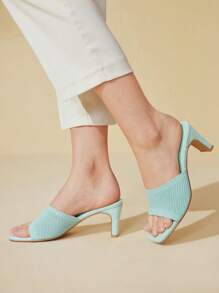 CUCCOO BASICS Women's Silk-Decorated Shoes With Chunky Heels, Simple & Comfortable Design, Elegant & Sexy, High-End Silk Upper, Green Color, Suitable For High Heel Sandals, Slippers, Parties, Afternoon Tea, Valentine's Day - Dark Green - View 5