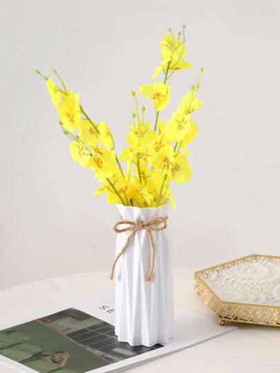 1pc Plastic Vase, Height 6.9 Inches, Origami Pampas Grass Ceramic Appearance Artificial Flower Tafel Centerpiece ation Country Farmho Office Home Living Room Festive Atmosphere view 4