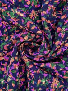 SHEIN CURVE+ 大码女装夏季休闲度假短款紫色小花卉印花返校教师工作服女装连衣裙波西米亚风度假 - 彩色 - 查看 10