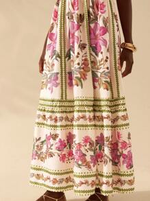 CAJUNI Floral Print Tie Shoulder Dress - Multicolor - View 8