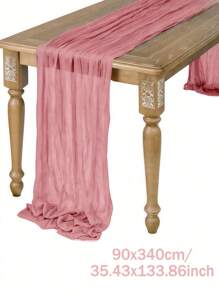 SHEIN 5Pcs/1Pc 90*180cm/90*340cm粉色褶皱桌旗 折叠桌布 生日装饰 婚礼装饰 节日家居装饰 聚会房间桌面装饰 桌布 桌旗 纯色桌布 情人节 - 粉色 - 查看 3