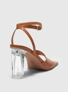 CUCCOO BIZCHIC Women's Black Striped Transparent High Heel Sandals Spring Summer Shoes Platform Sandals - Brown - View 4