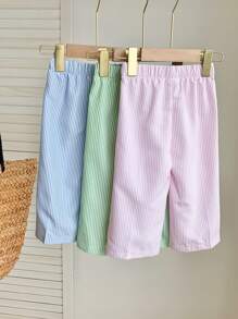 SHEIN Pantalon décontracté à taille élastique rayé pour bébés filles, tenue de tous les jours