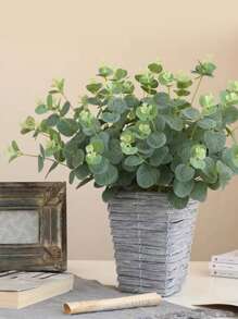 10PCS/30PCS/50PCS 人造植物桉树叶，新娘手捧花材料，情人节礼物装饰，塑料花盆栽配件，家居装饰，户外花园，窗台，浴室装饰，情人节礼物新年，生日派对装饰材料，情人节，礼物 - 綠色 - 查看 5