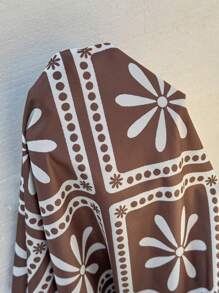 SHEIN VCAY Plus Size Floral Print Spaghetti Strap Backless Dress,Brown Summer Boho Vacation Wedding Guest Holiday Outfits,Western Tropical Beach Tea Party Dress - Multicolor - View 8