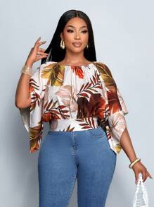 SOLERSUN Große Größen Damen Urlaub Lässig Rundhals Loose Muster Rückenträger Shirt Strandurlaub Strandurlaub