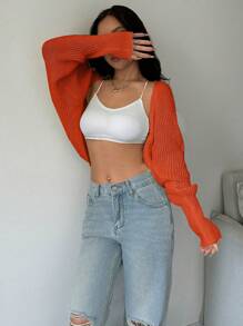 SHEIN Unity Casual Solid Color Short Cardigan