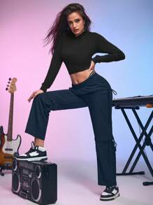 Menodora SHEIN Sport Casual Sports Sweatshirt, Minimalist & Fashionable For Everyday Wear - Black - View 5