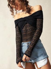 Bohemela BOHO Bohemian Off Shoulder Twist Front Lace Bodysuit