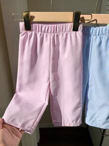 SHEIN Pantalon décontracté à taille élastique rayé pour bébés filles, tenue de tous les jours