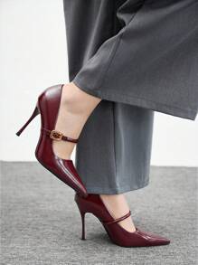 CUCCOO BIZCHIC 女士优雅简约尖头高跟鞋 - 酒紅色 - 查看 6
