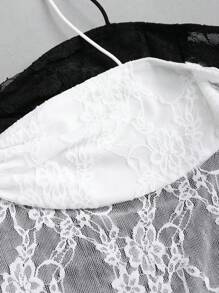 Sweetra Áo hai mảnh thời trang mới gợi cảm cho nữ màu đen và trắng gợi cảm - Đen và trắng - Xem 4